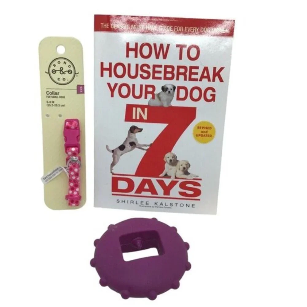 New Puppy Starter Items Potty Training Book Snap Closure Collar Treat Holder